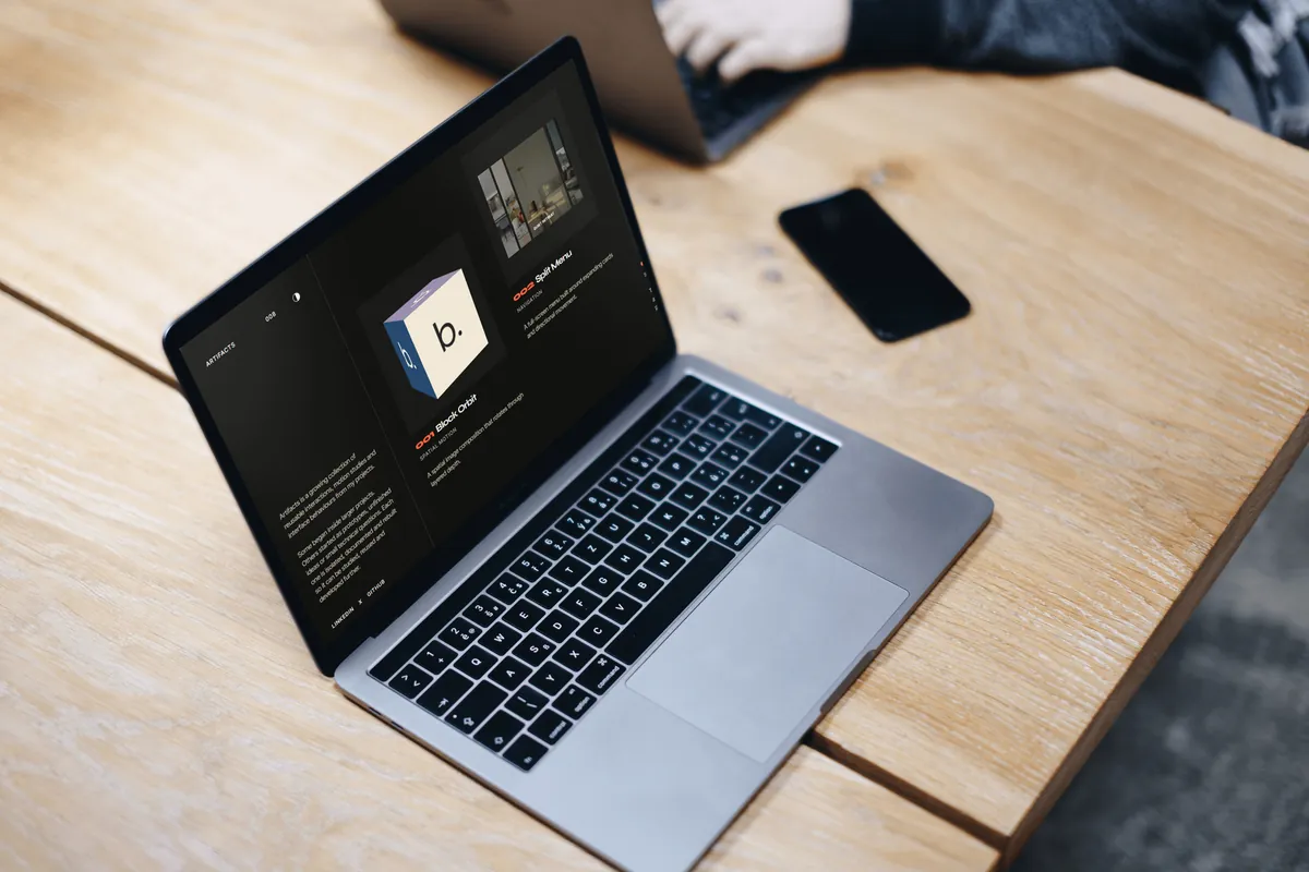 The Artifacts index in dark mode on a laptop