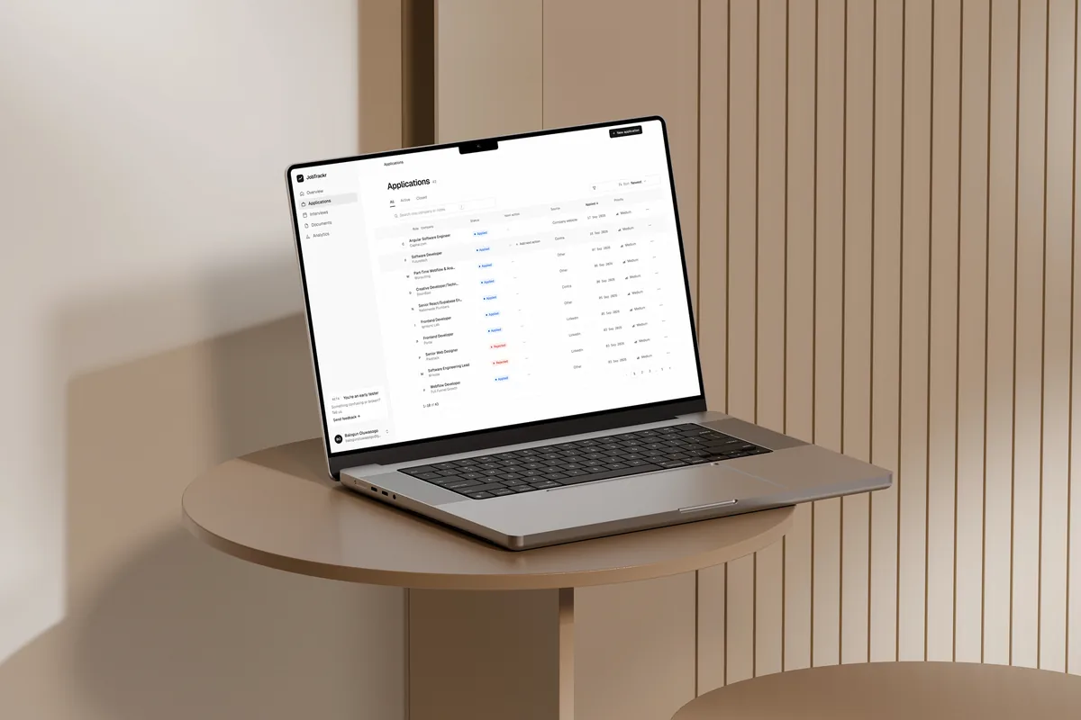 The applications table on a laptop